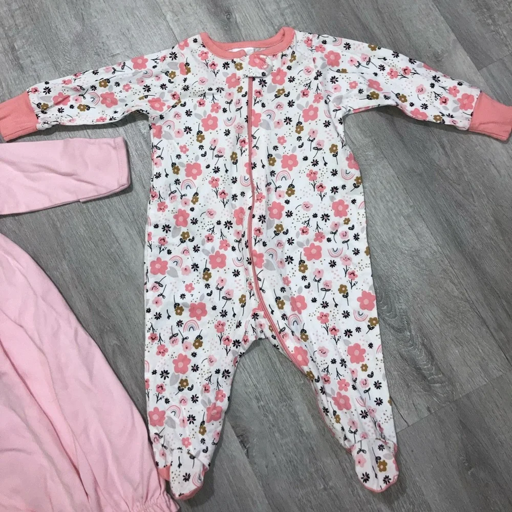 Spring 0-3 Months Sleeper Onesies Bundle Lot- Zipper Footie and Sleep Sack